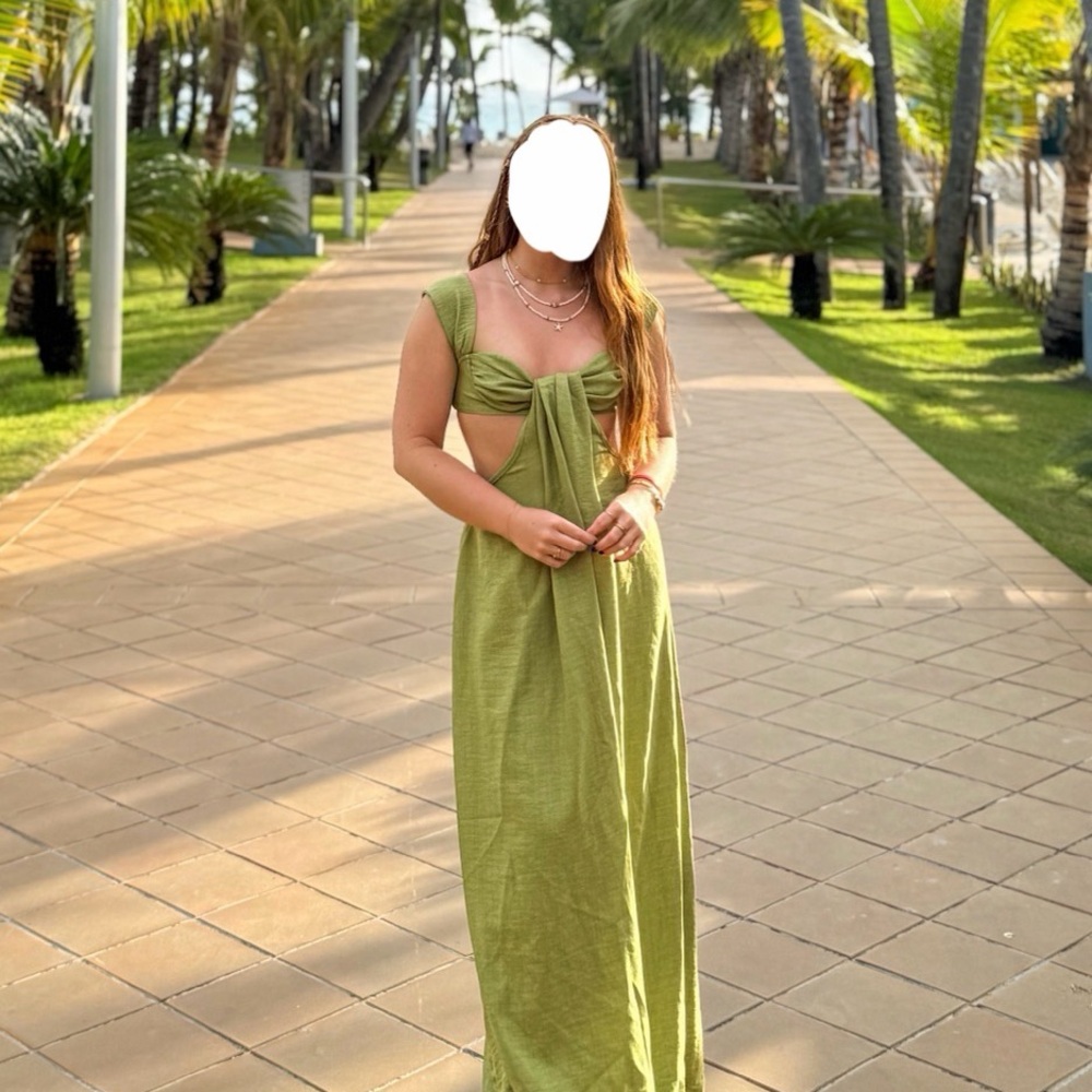 Tie-Front Olive Maxi Jumpsuit with Wide Straps